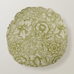 Cojín Redondo William Morris Poppy Classic Floral Green