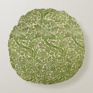Cojín Redondo William Morris Rosa y Thistle Floral Green