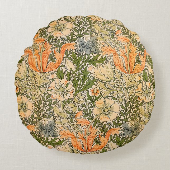 Cojín Redondo William Morris Spring Compton Flower Festival (Anverso)