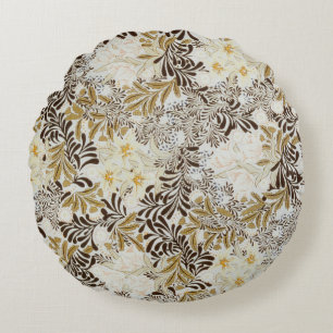 Cojín Redondo William Morris Vintage Floral de Jacinto Art Nouve