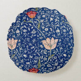 Cojín Redondo William Morris Vintage Tulip Floral Indigo Pattern