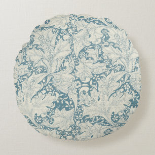 Cojín Redondo William Morris Wallflower damasco azul floral