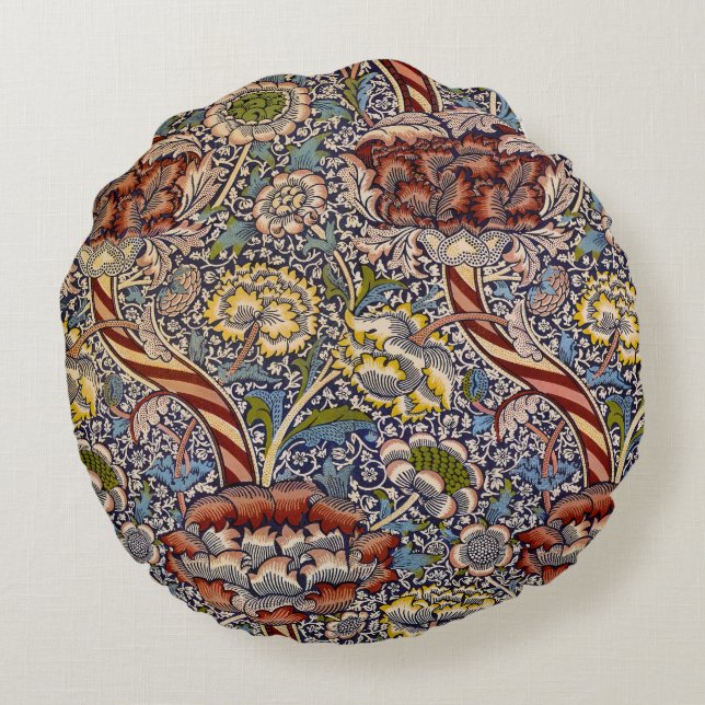 Cojín Redondo William Morris Wandle English Floral Damask Design (Reverso)