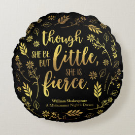 Cojín Redondo William Shakespeare pequeño pero feroz del oro