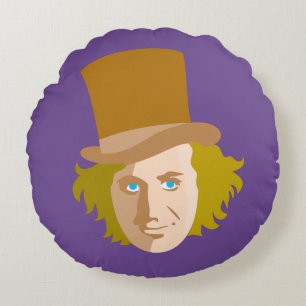 Cojín Redondo Willy Wonka Stenciled Face Graphic