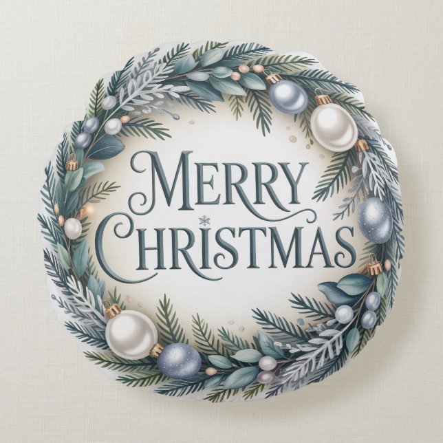 Cojín Redondo Winter Wreath Christmas (Anverso)