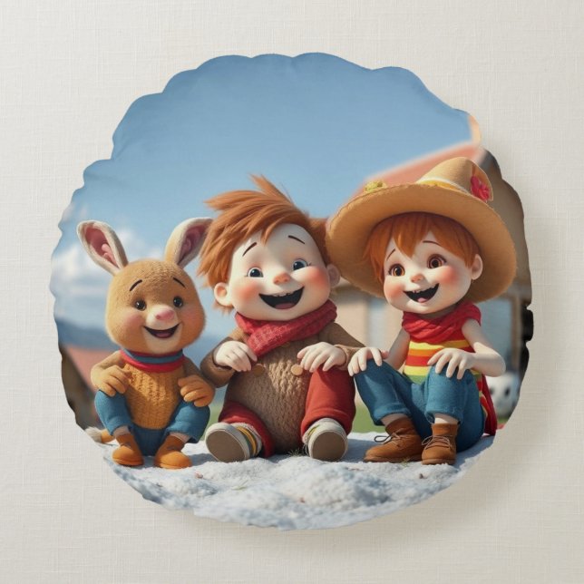 Cojín Redondo Winterfreunde im Glück (Anverso)