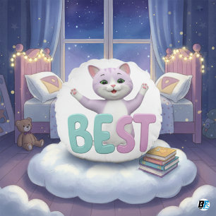 Cojín Redondo "Wiskered Wonders: Mi mejor saga de gatos Minimali