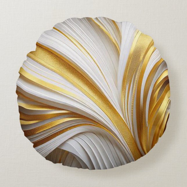 Cojín Redondo Wit Goud Retro Kussen  (Anverso)