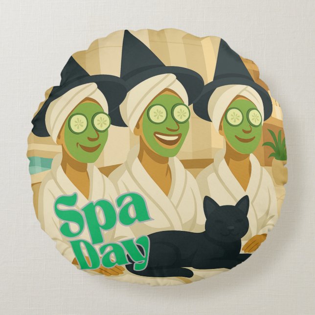 Cojín Redondo Witch Spa Day Funny Humor  (Anverso)