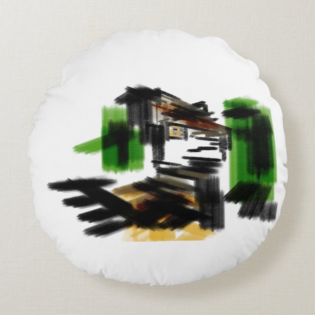 Cojín Redondo Wolf winter fun (Anverso)