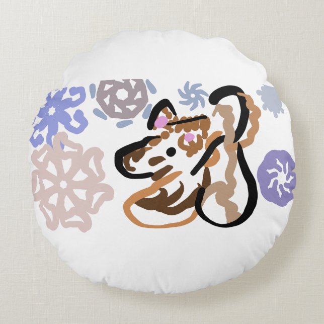 Cojín Redondo Wolf winter love (Anverso)