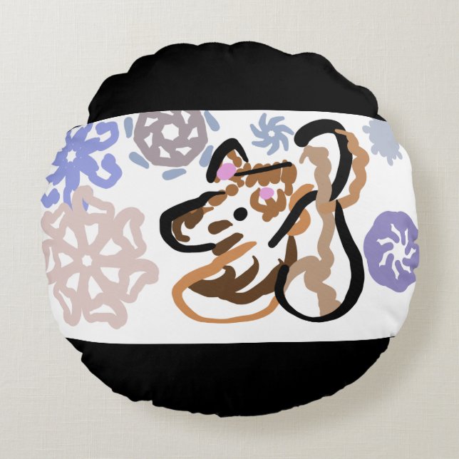 Cojín Redondo Wolf winter love (Anverso)