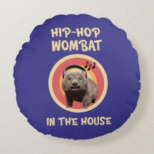 Cojín Redondo Wombat divertido de Hip-hop en la casa