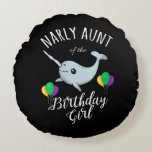 Cojín Redondo Womens Narwhal Aunt Birthday Girl Narwhale Themed<br><div class="desc">Womens Narwhal Aunt Birthday Girl Narwhale Themed</div>