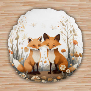 Cojín Redondo Woodland Animals Foxes Niños de guardería Decoraci