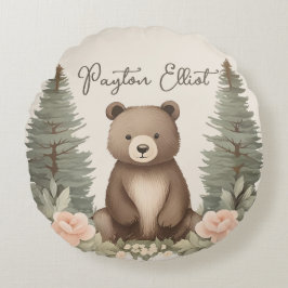 Cojín Redondo Woodland Forest Bear