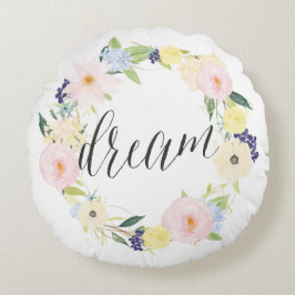 Cojín Redondo Wreath floral de primavera pastel | Pillow redonde