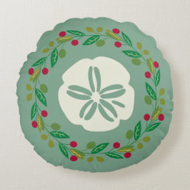 Cojín Redondo Wreath, Navidades de la concha de arena