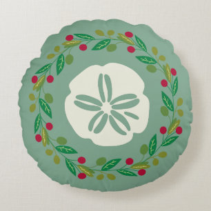 Cojín Redondo Wreath, Navidades de la concha de arena