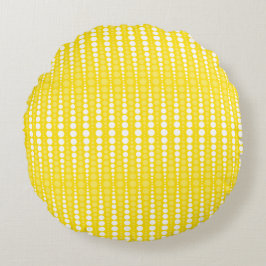 Cojín Redondo Yellow and White Polkadots Round Pillow