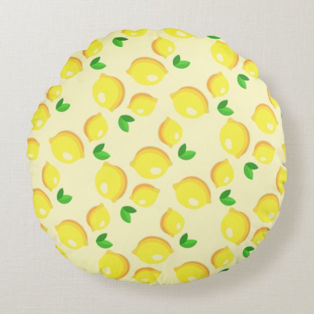 Cojín Redondo Yellow Lemons Round Pillow (Anverso)