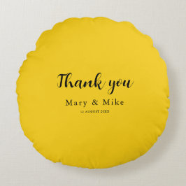 Cojín Redondo Yellow Round Pillow with Thank You Text