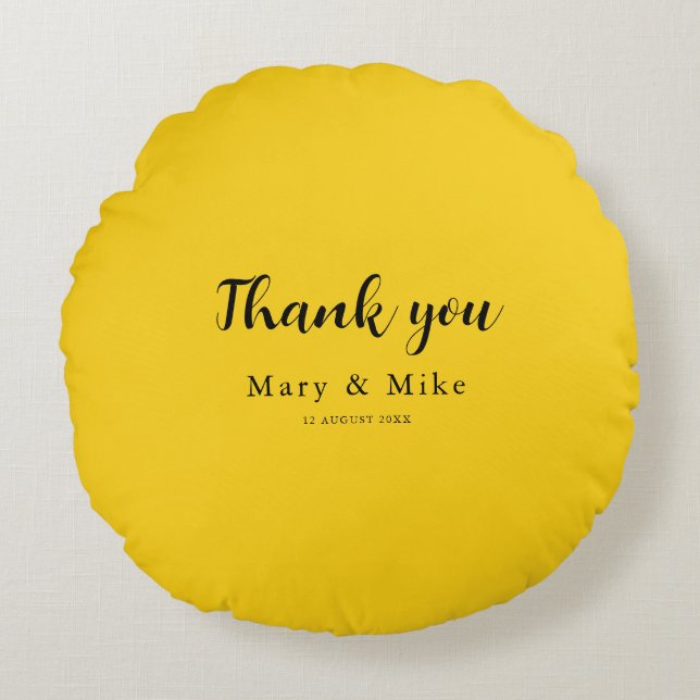 Cojín Redondo Yellow Round Pillow with Thank You Text (Anverso)