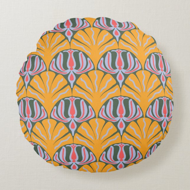 Cojín Redondo Yellow Scallop Cotton Round Pillow (Anverso)