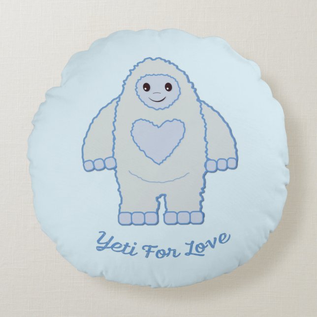 Cojín Redondo Yeti por amor (Anverso)