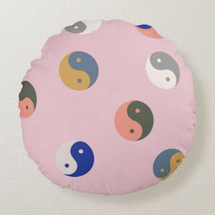 Cojín Redondo Yin y yang sin fisuras, espiritual repetible