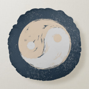 Cojín Redondo Yin Yang Black and Tan Round Pillow