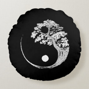 Cojín Redondo Yin Yang Bonsai Árbol Budista Japonés Zen