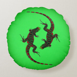 Cojín Redondo Yin Yang Lizards