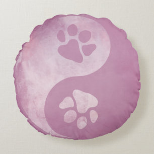 Cojín Redondo Yin Yang Paw Pink