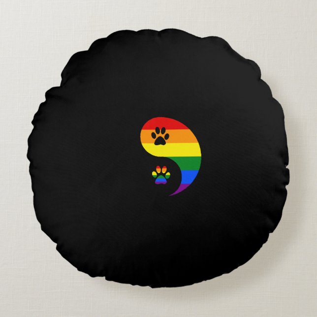 Cojín Redondo Yin-yang Pride (Anverso)