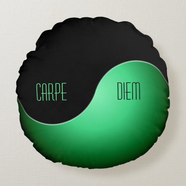 Cojín Redondo yin yang - verde (Anverso)
