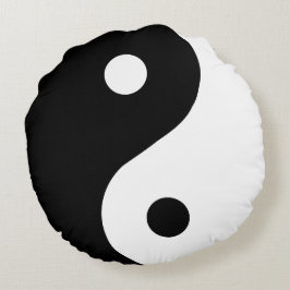 Cojín Redondo Ying Yang Pillow blanco y negro de moda