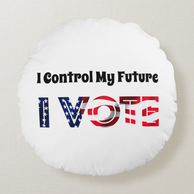 Cojín Redondo Yo controlo mi futuro - Yo voto (Anverso)