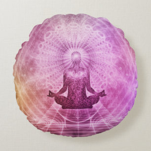 Cojín Redondo Yoga Meditación Zen Espiritual Colorido
