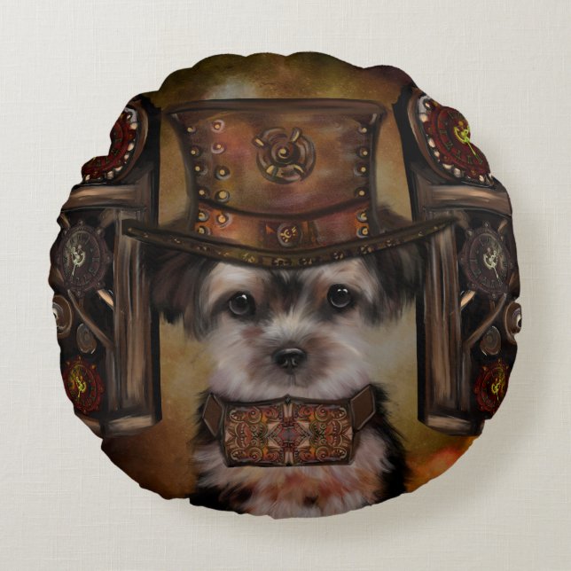 Cojín Redondo Yorkie Poo (Anverso)