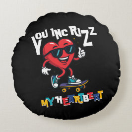 Cojín Redondo You Inc Rizz my Heartbeat - Cute skateboard heart