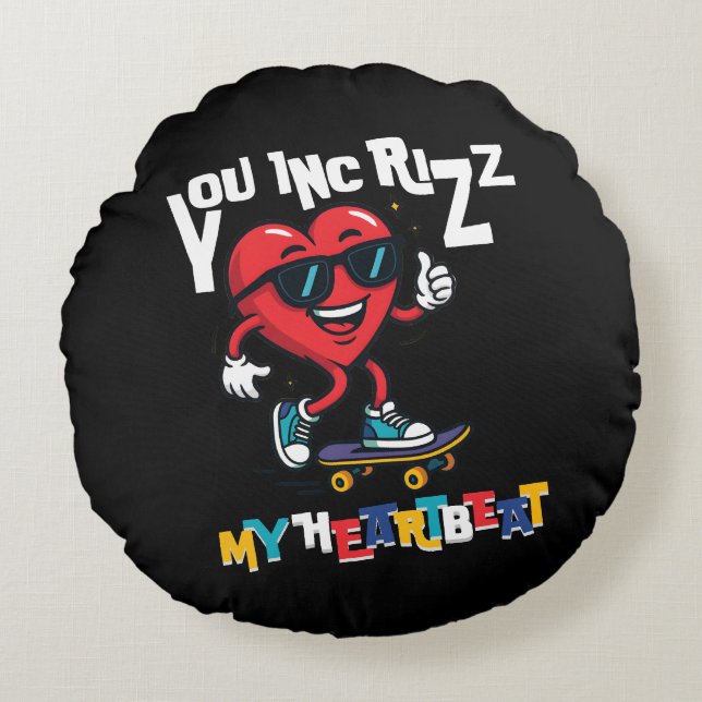 Cojín Redondo You Inc Rizz my Heartbeat - Cute skateboard heart (Anverso)