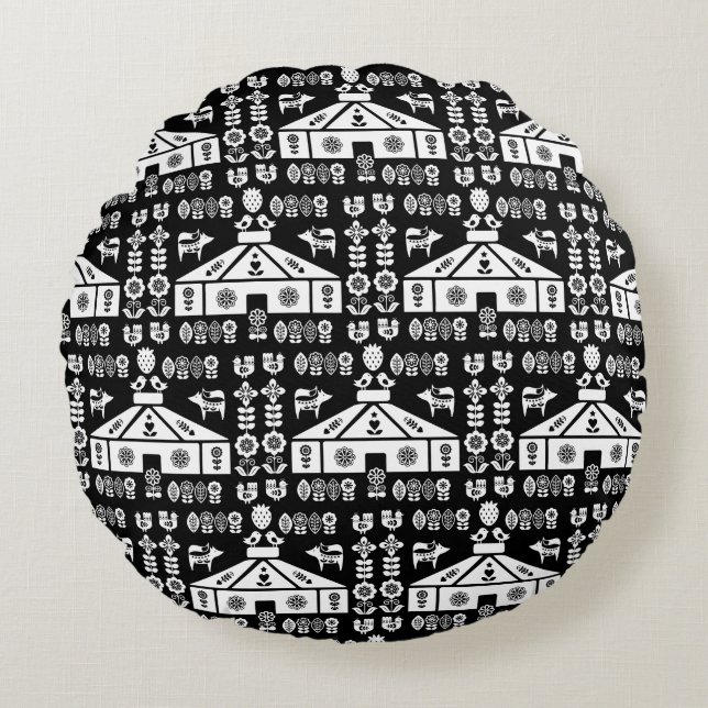 Cojín Redondo Yurta viviendo en la naturaleza (Anverso)