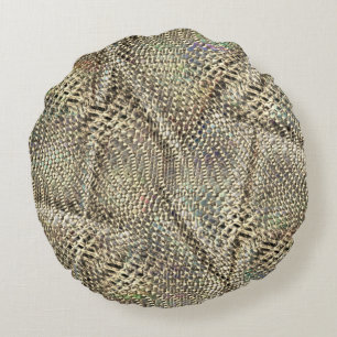 Cojín Redondo Yute abstracto con ligero lanzamiento de tono meta