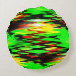 Cojín Redondo Zag en zig abstracto de generación de color verde