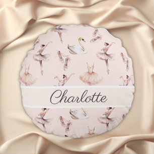 Cojín Redondo Zapatos de ballet rosados de bailarina personaliza