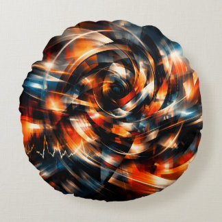 Cojín Redondo Zazzeled — Visión abstracta de movimiento y mente