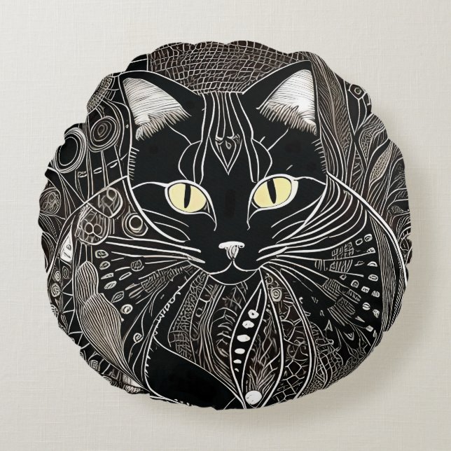 Cojín Redondo Zen Cat Companion (Anverso)