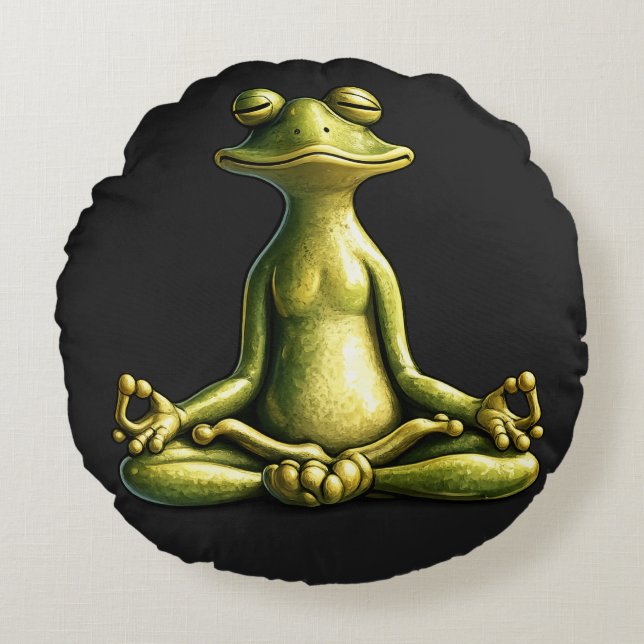 Cojín Redondo Zen Frog (Anverso)